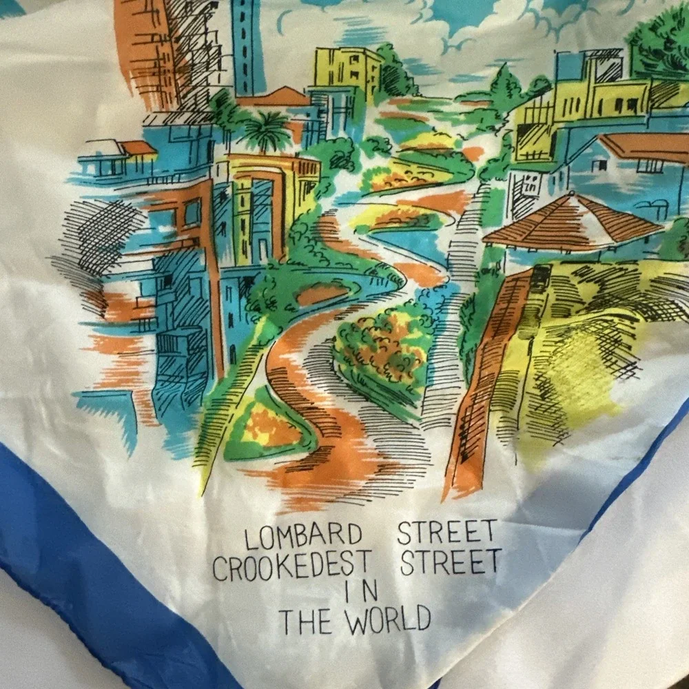 VTG San Francisco‎ Souvenir Scarf Cable Car Golden Gate Bridge Landmarks Travel
